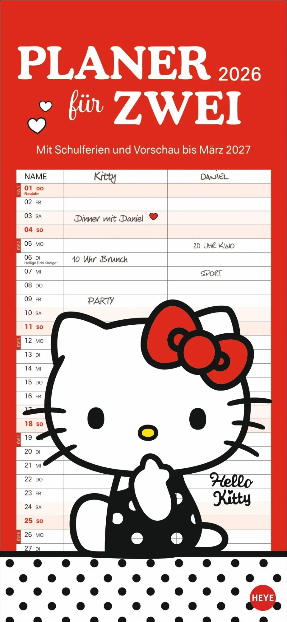 Cover: 9783756414239 | Hello Kitty Planer für zwei 2026 | Kalender | Familienplaner Athesia