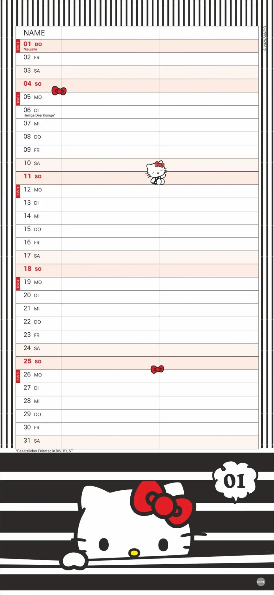 Bild: 9783756414239 | Hello Kitty Planer für zwei 2026 | Kalender | Familienplaner Athesia