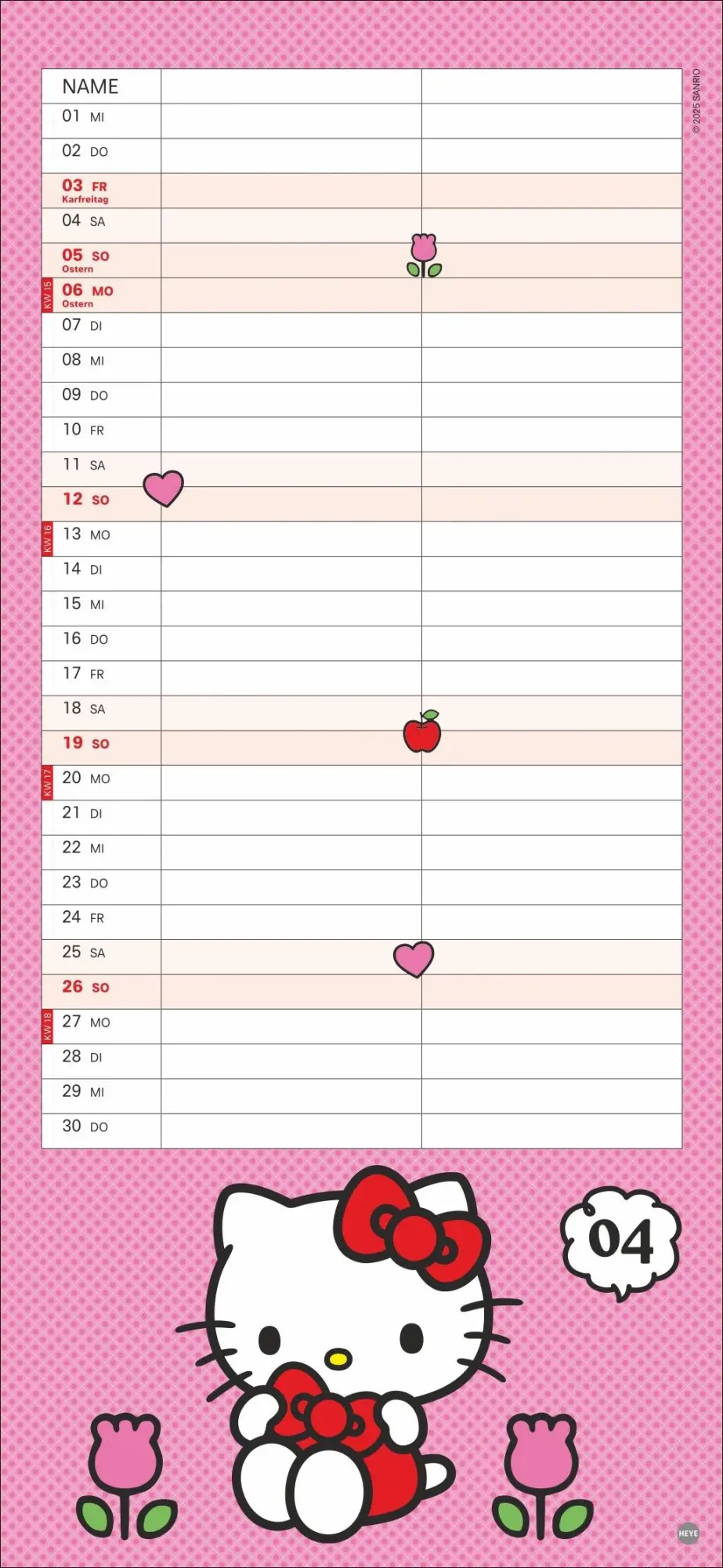 Bild: 9783756414239 | Hello Kitty Planer für zwei 2026 | Kalender | Familienplaner Athesia