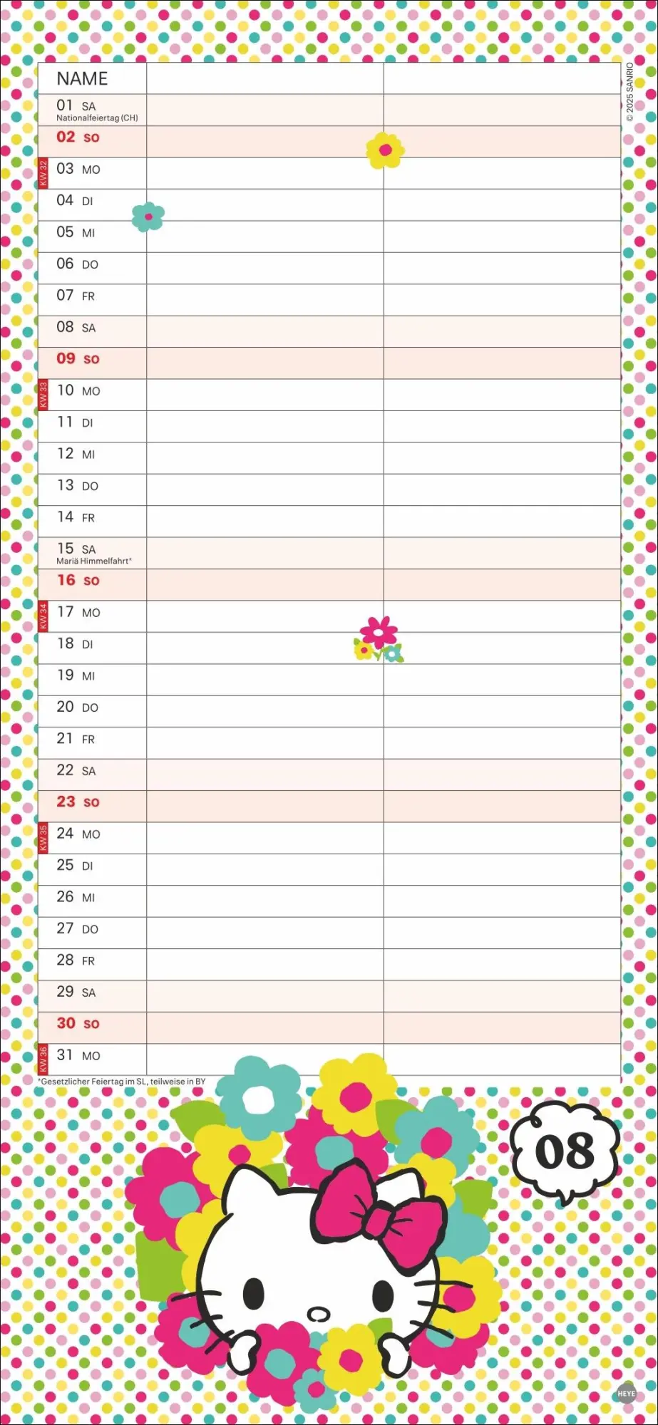 Bild: 9783756414239 | Hello Kitty Planer für zwei 2026 | Kalender | Familienplaner Athesia