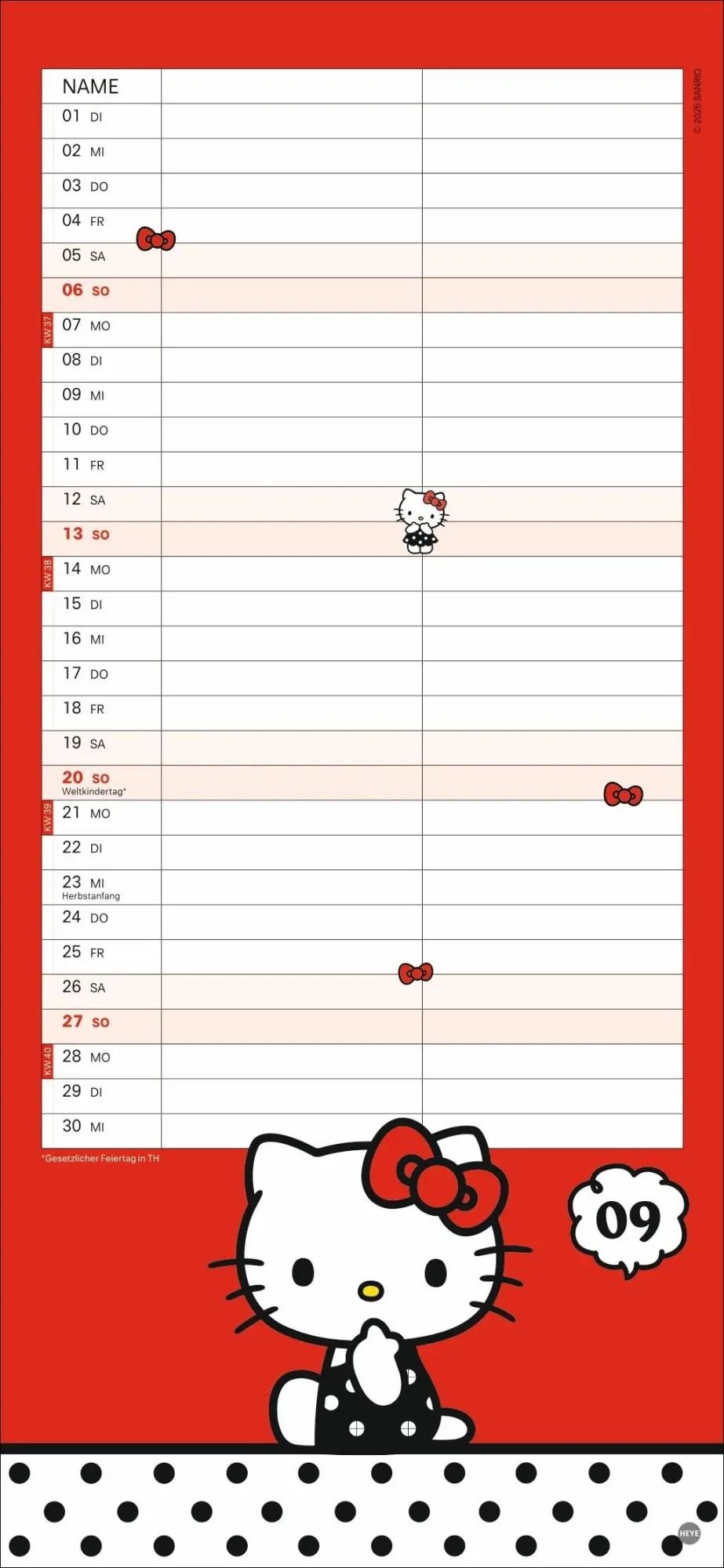 Bild: 9783756414239 | Hello Kitty Planer für zwei 2026 | Kalender | Familienplaner Athesia