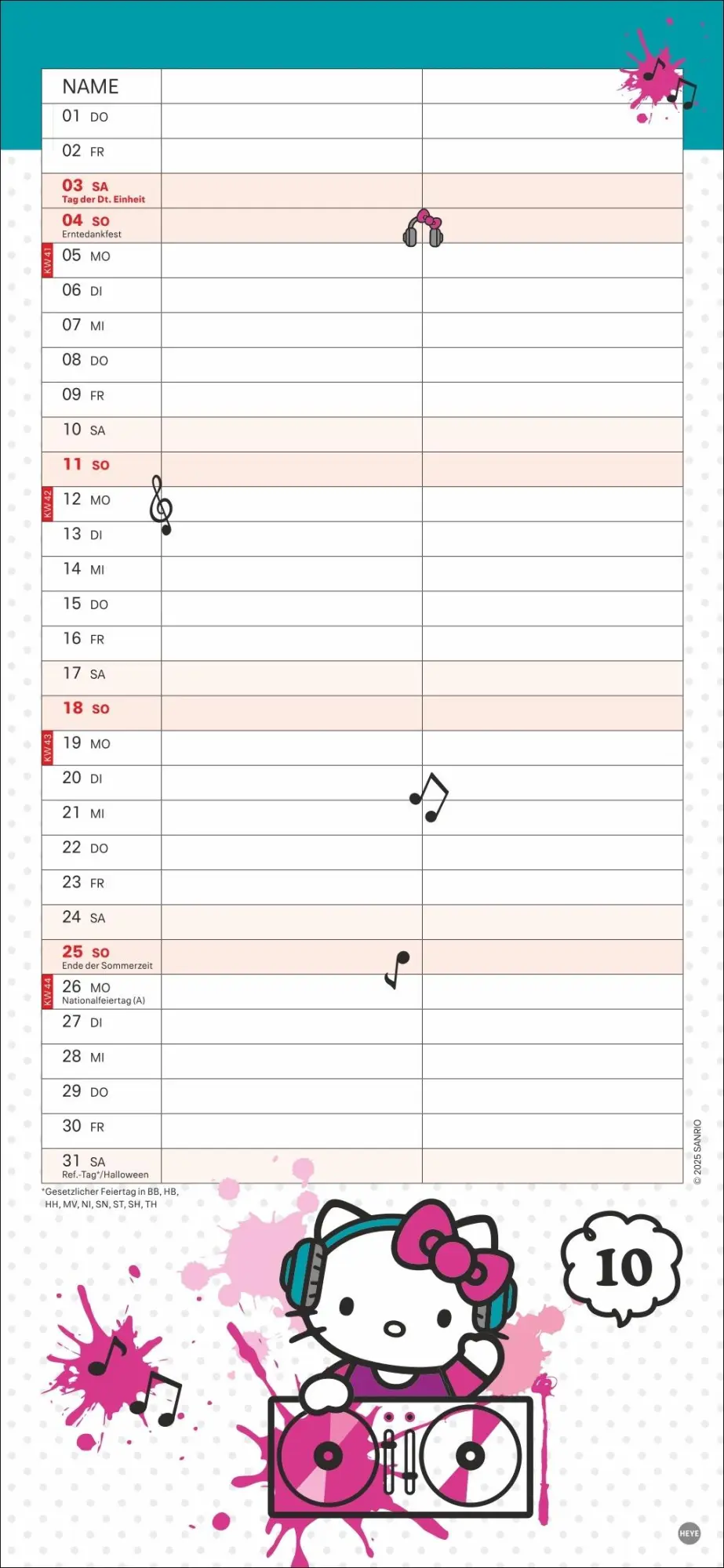 Bild: 9783756414239 | Hello Kitty Planer für zwei 2026 | Kalender | Familienplaner Athesia