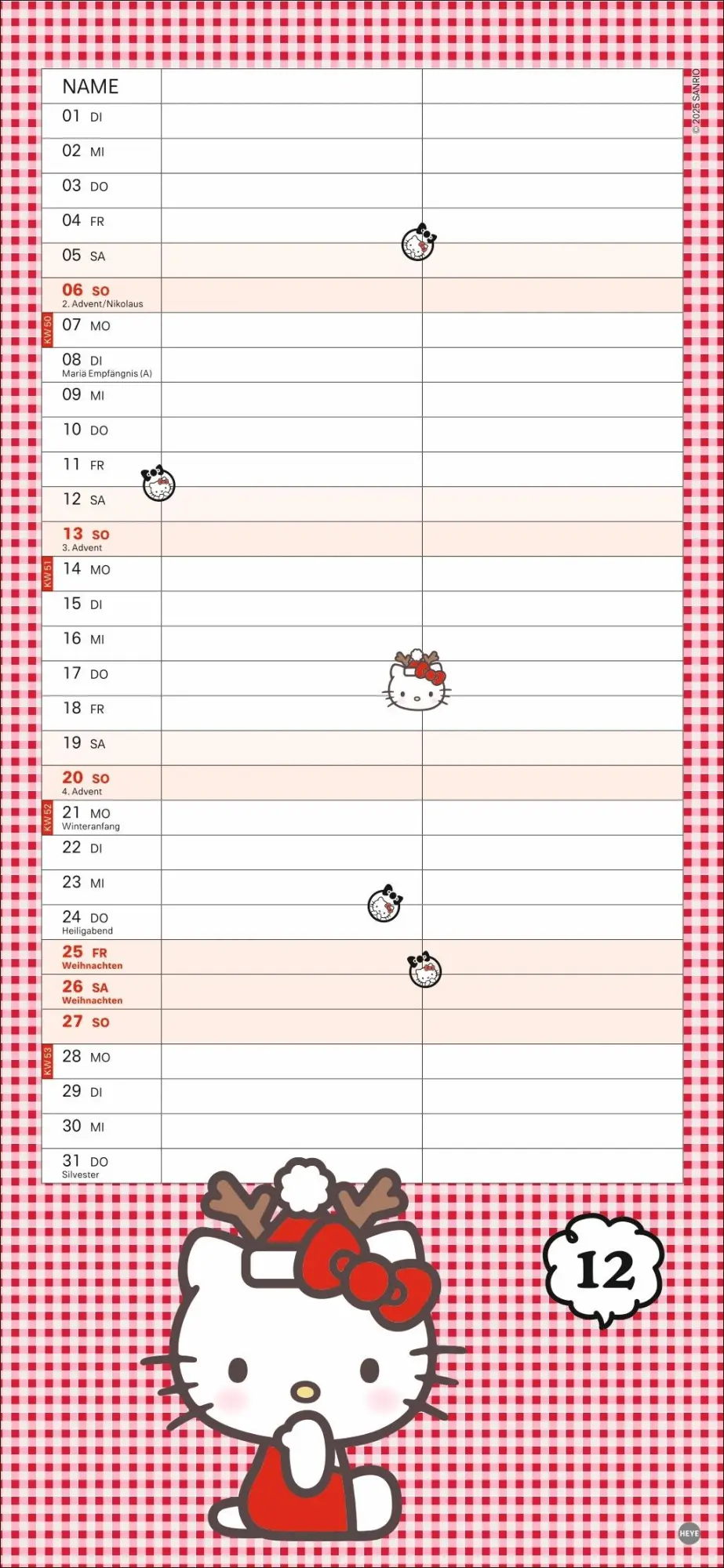 Bild: 9783756414239 | Hello Kitty Planer für zwei 2026 | Kalender | Familienplaner Athesia