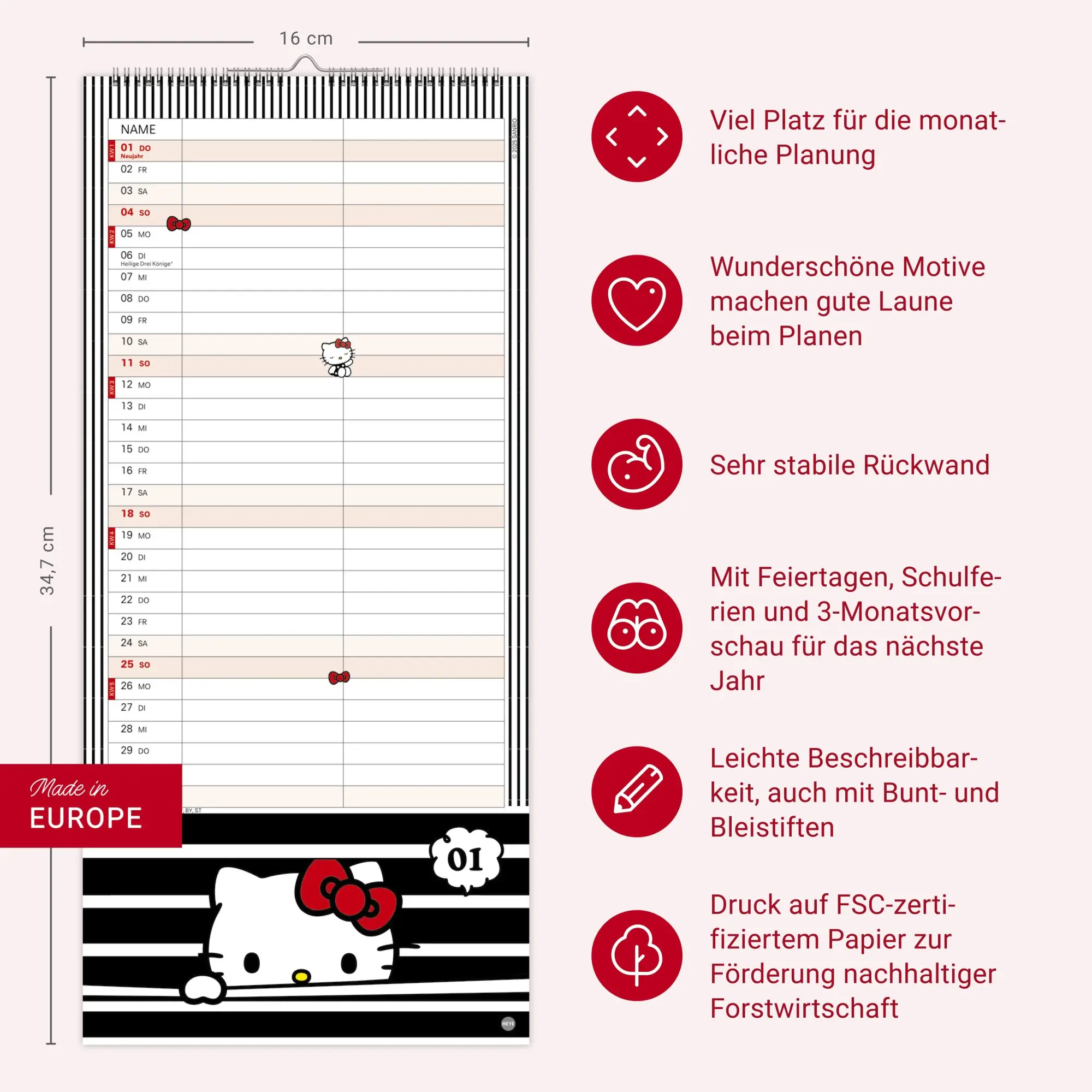 Bild: 9783756414239 | Hello Kitty Planer für zwei 2026 | Kalender | Familienplaner Athesia