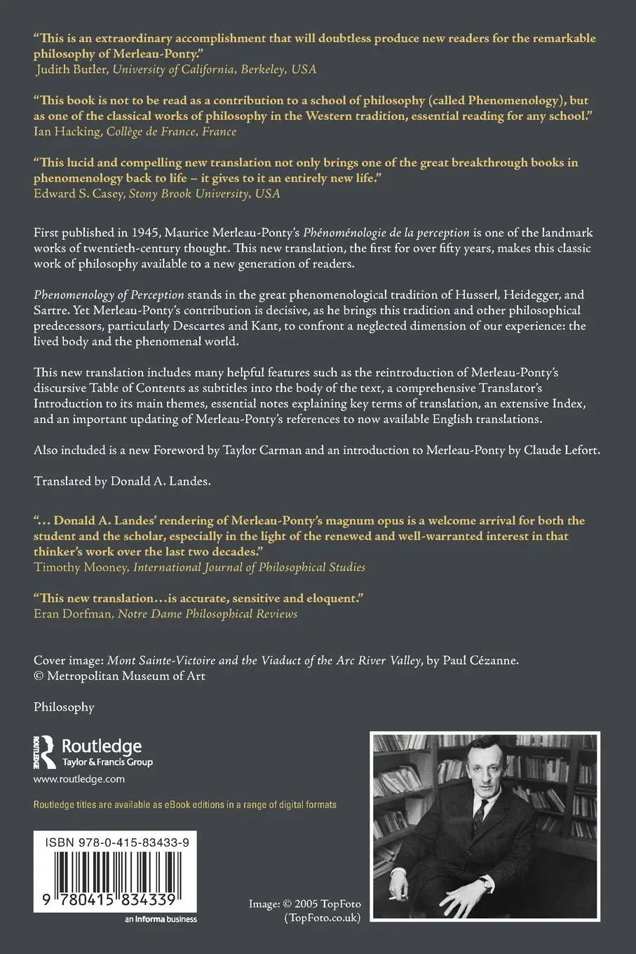 Rückseite: 9780415834339 | Phenomenology of Perception | Maurice Merleau-Ponty | Taschenbuch