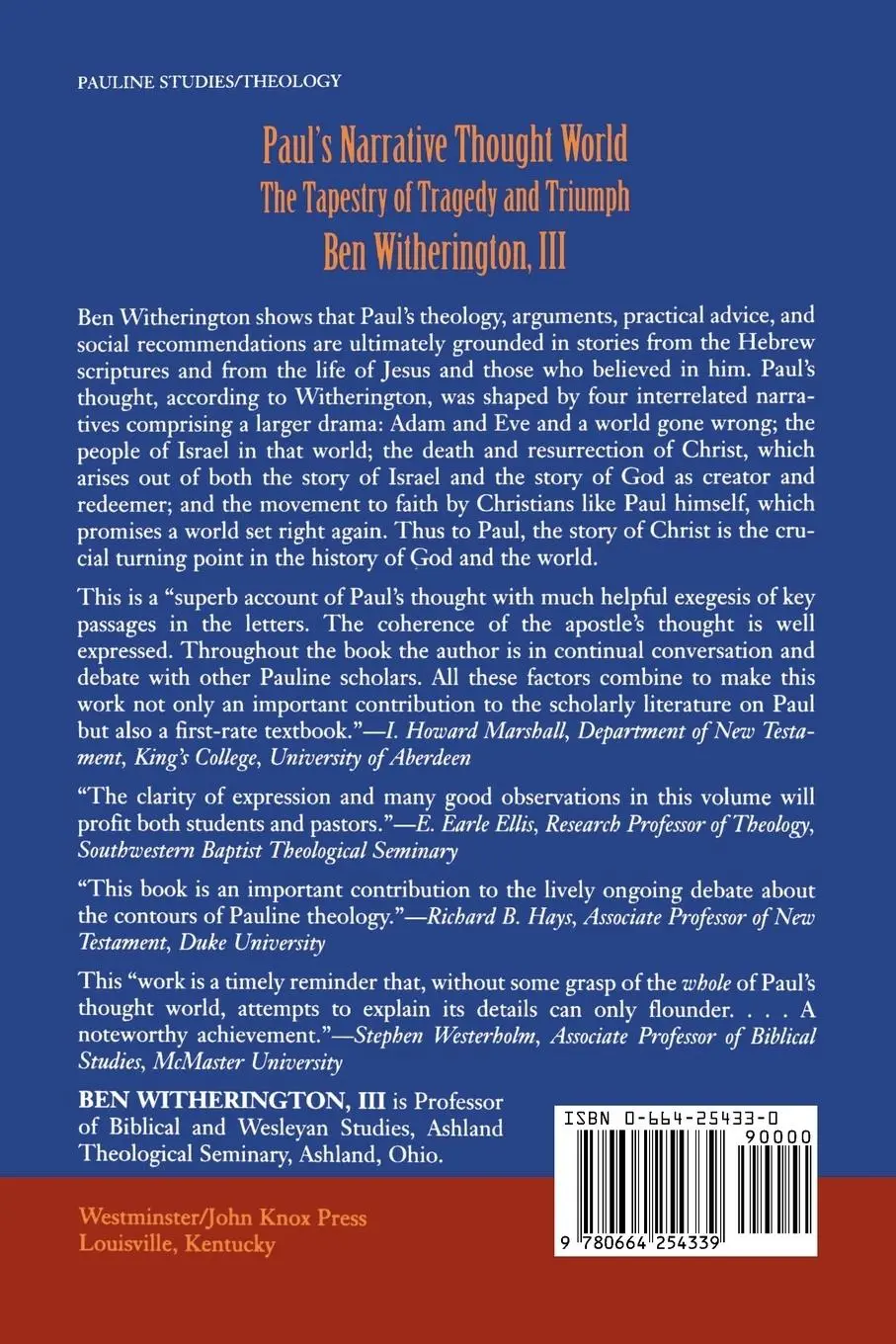 Rückseite: 9780664254339 | Paul's Narrative Thought World | Ben Iii Witherington | Taschenbuch