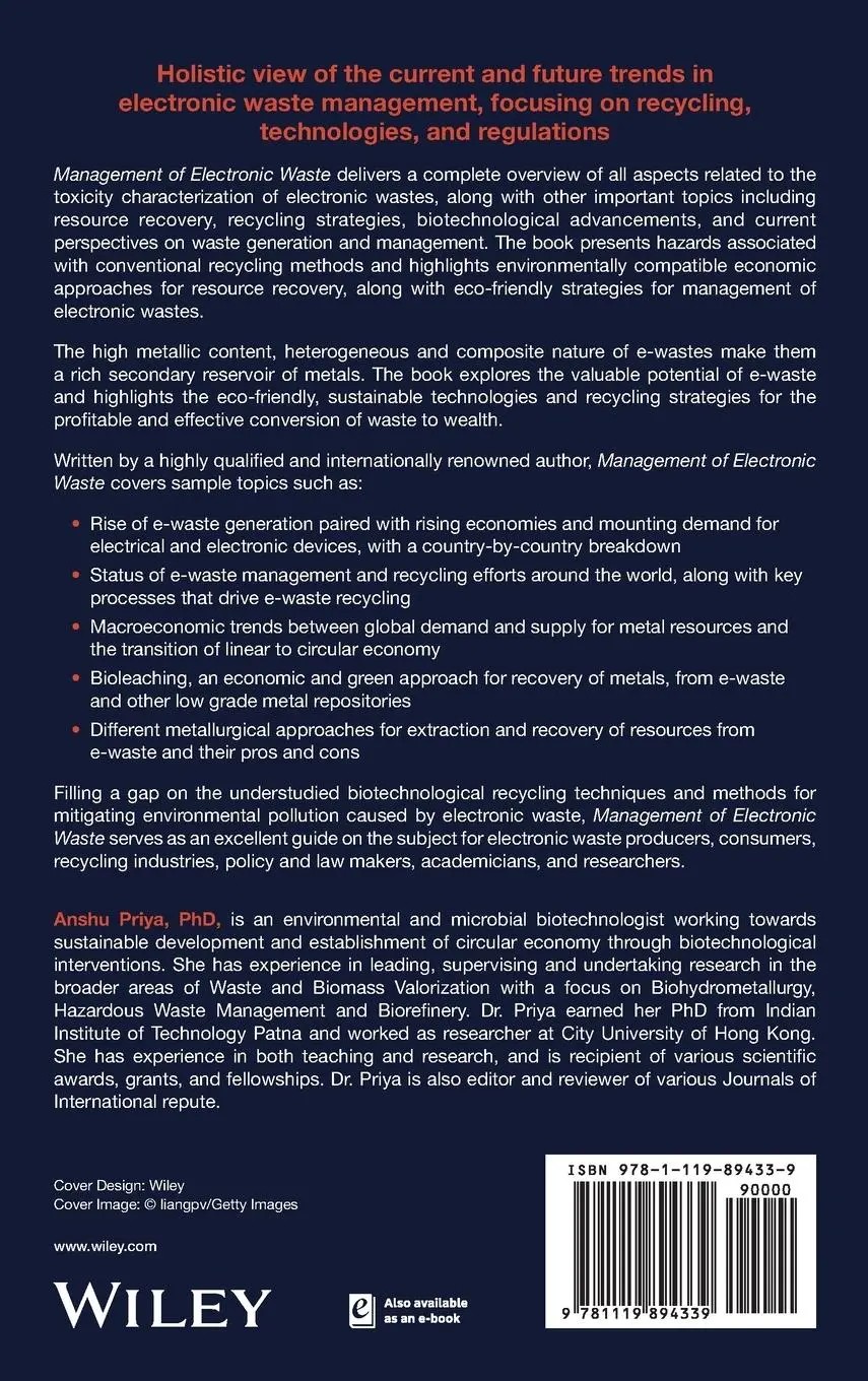 Rückseite: 9781119894339 | Management of Electronic Waste | Anshu Priya | Buch | 496 S. | 2023