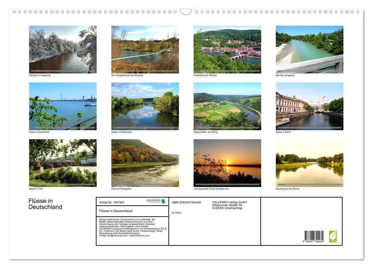 Bild: 9783457344439 | Flüsse in Deutschland (Wandkalender 2026 DIN A2 quer), CALVENDO...