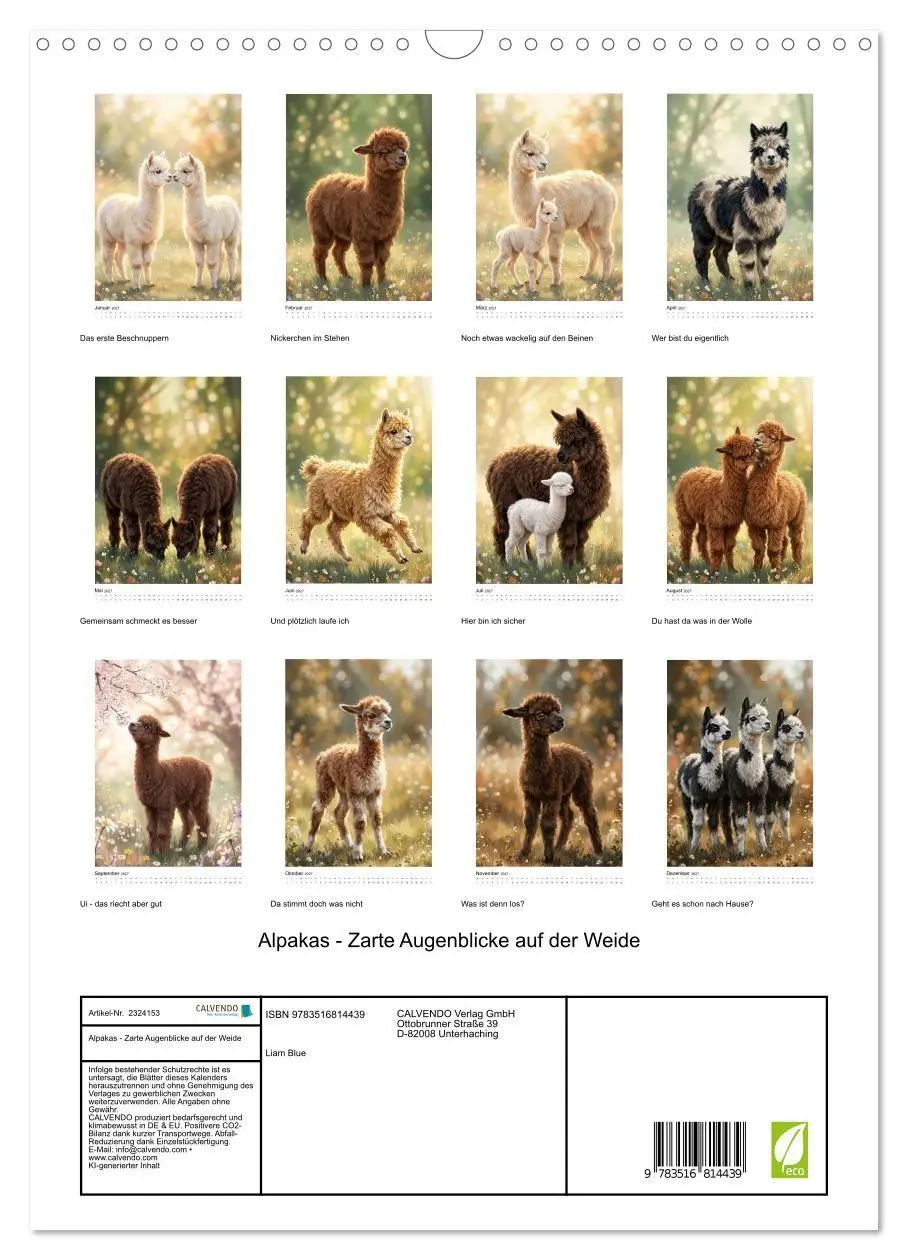 Bild: 9783516814439 | Alpakas - Zarte Augenblicke auf der Weide (Wandkalender 2027 DIN A3...