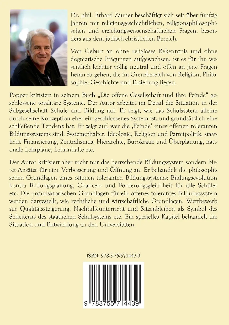 Rückseite: 9783755714439 | Die offene tolerante Bildungsgesellschaft und ihre Feinde | Zauner