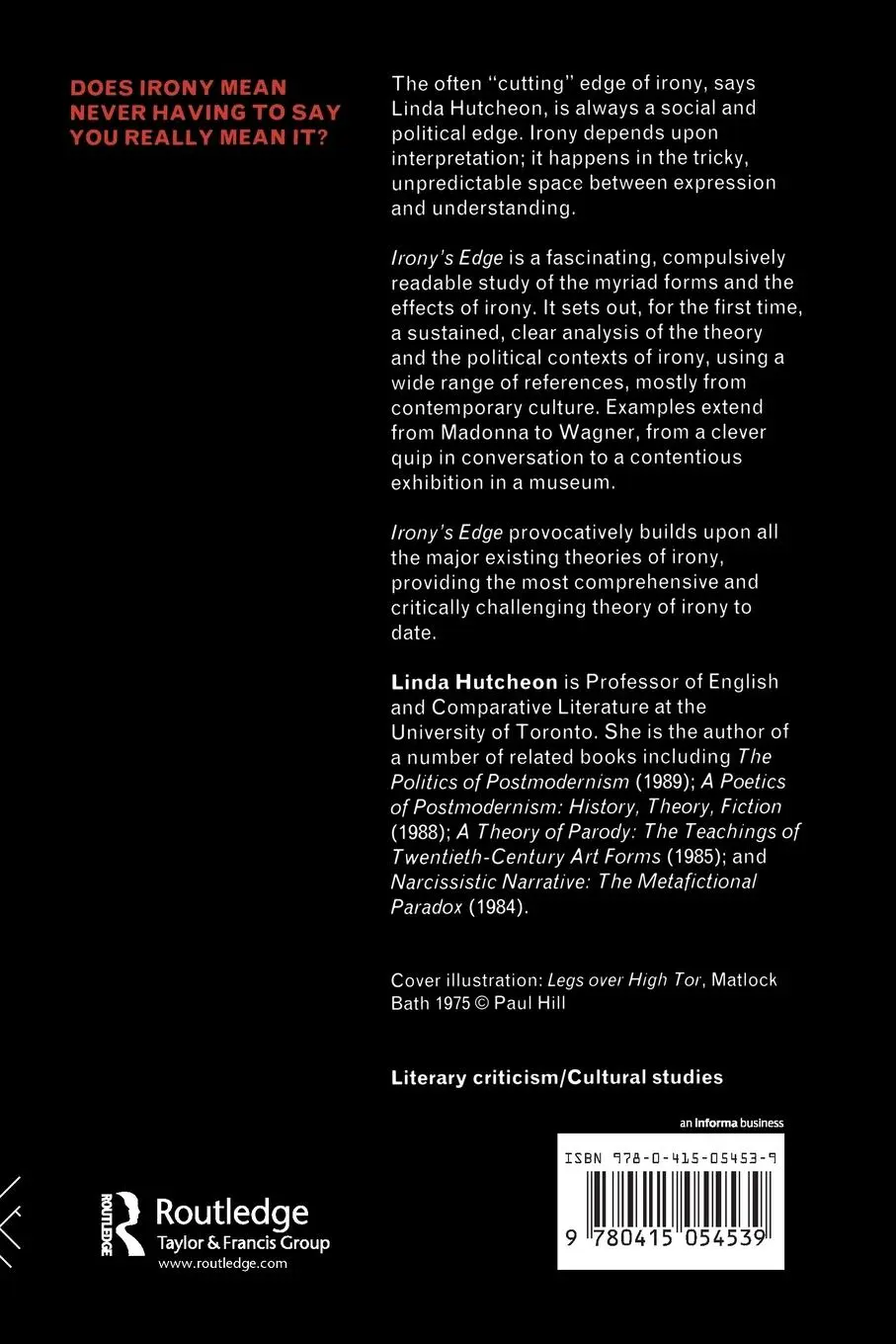Rückseite: 9780415054539 | Irony's Edge | The Theory and Politics of Irony | Linda Hutcheon