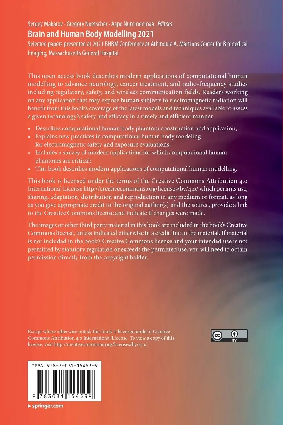 Rückseite: 9783031154539 | Brain and Human Body Modelling 2021 | Sergey Makarov (u. a.) | Buch