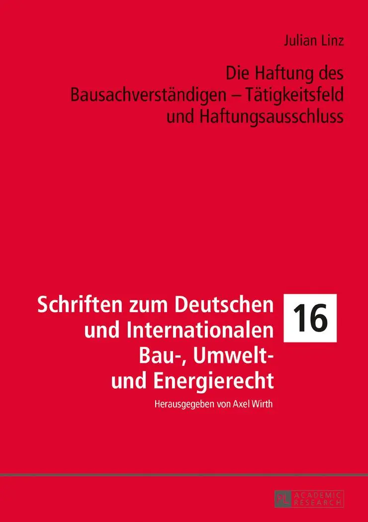 Cover: 9783631714539 | Die Haftung des Bausachverständigen ¿ Tätigkeitsfeld und...