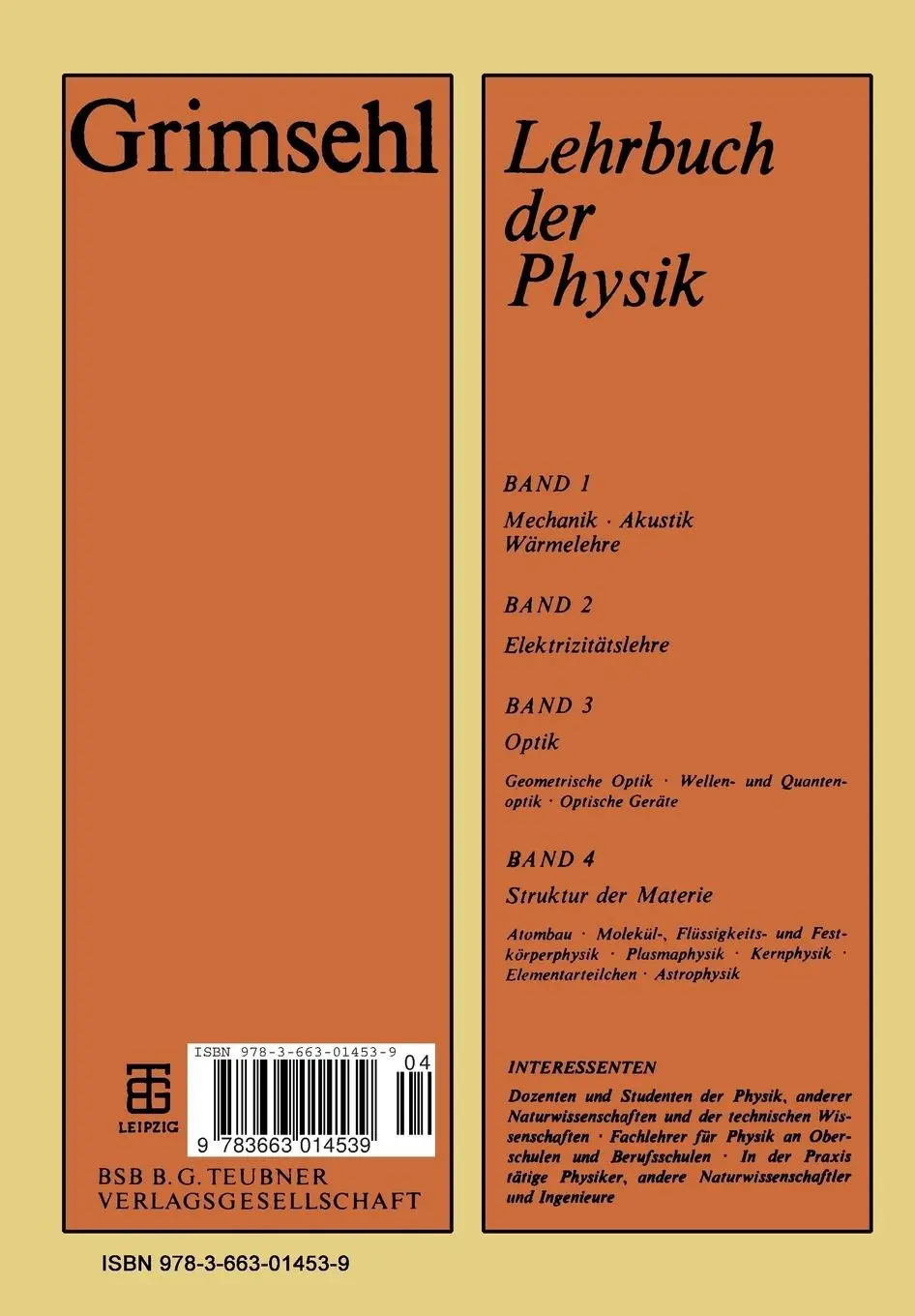 Rückseite: 9783663014539 | Struktur der Materie | Ernst Grimsehl | Taschenbuch | v | Deutsch