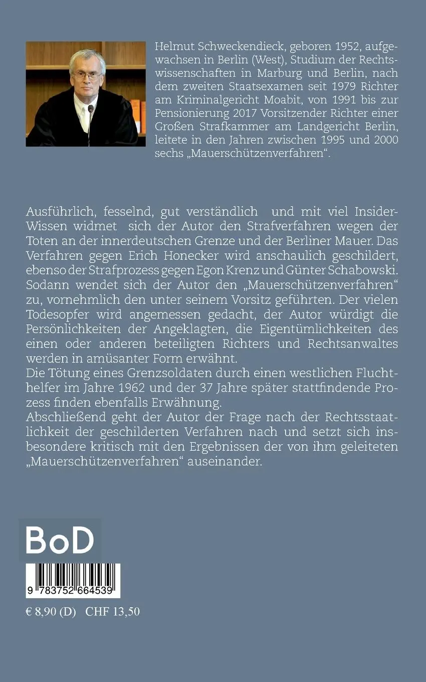 Rückseite: 9783752664539 | Der Tod an der Grenze | Helmut Schweckendieck | Taschenbuch | 124 S.