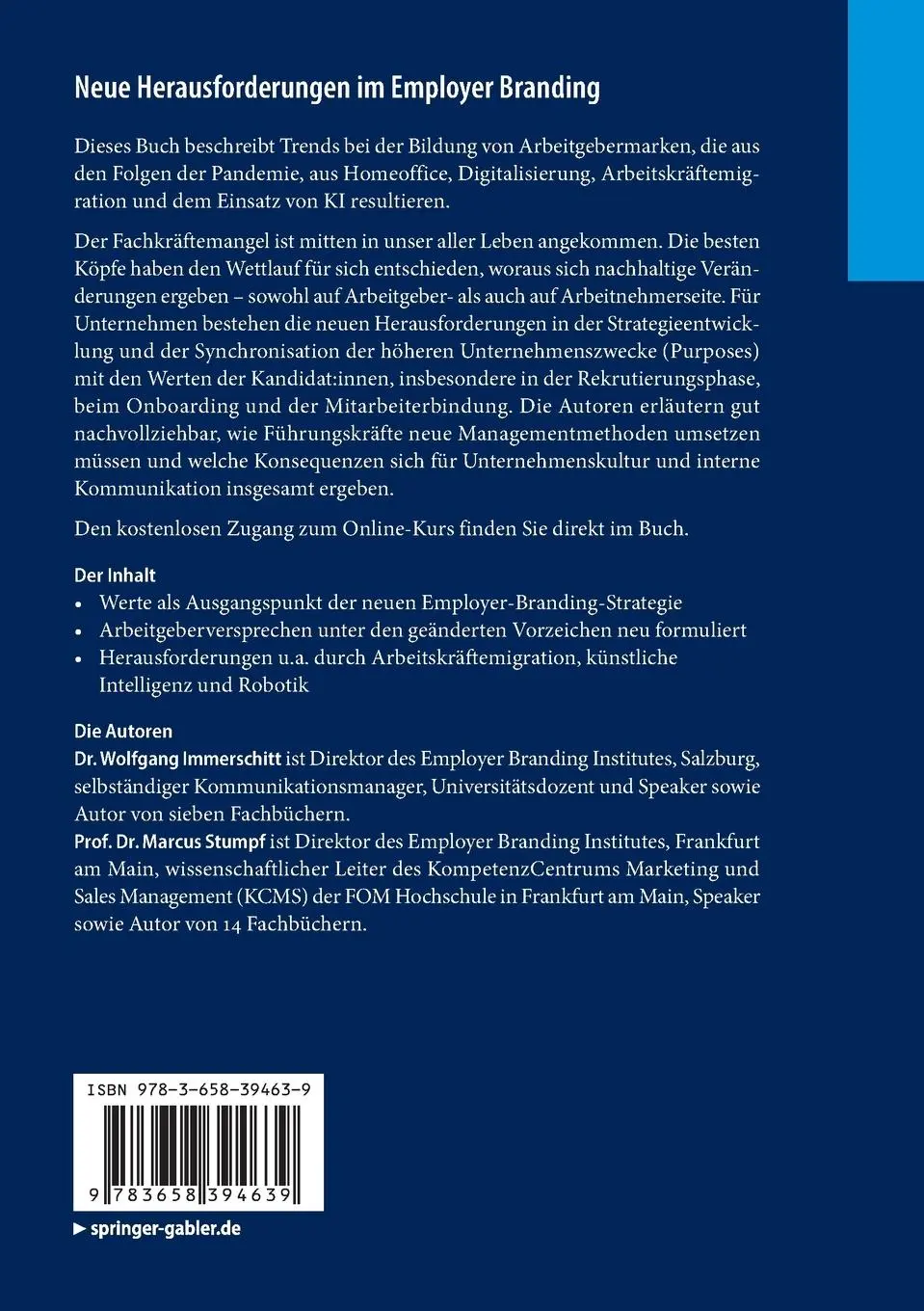 Rückseite: 9783658394639 | Neue Herausforderungen im Employer Branding | Marcus Stumpf (u. a.)