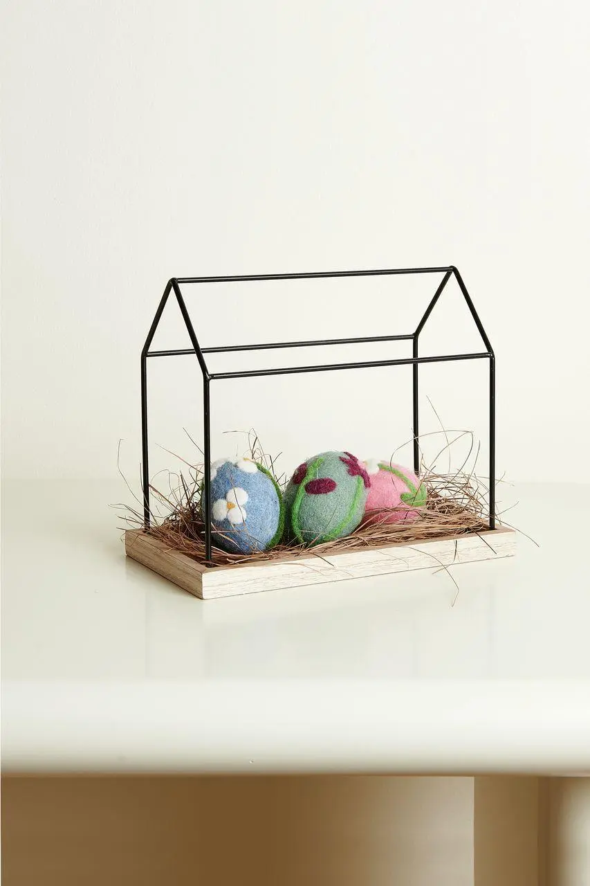 Metall Haus mit Holzboden 22 x 26 x 13,5cm