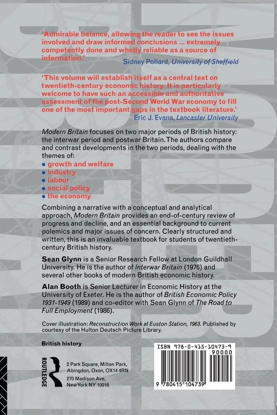 Rückseite: 9780415104739 | Modern Britain | An Economic and Social History | Sean Glynn (u. a.)
