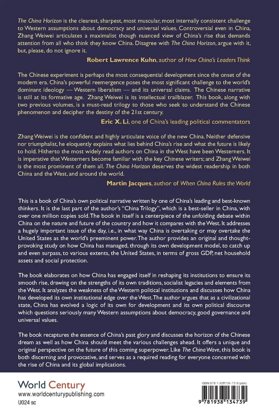 Rückseite: 9781938134739 | CHINA HORIZON, THE | GLORY &amp; DREAM OF A CIVILIZATIONAL STATE | Zhang