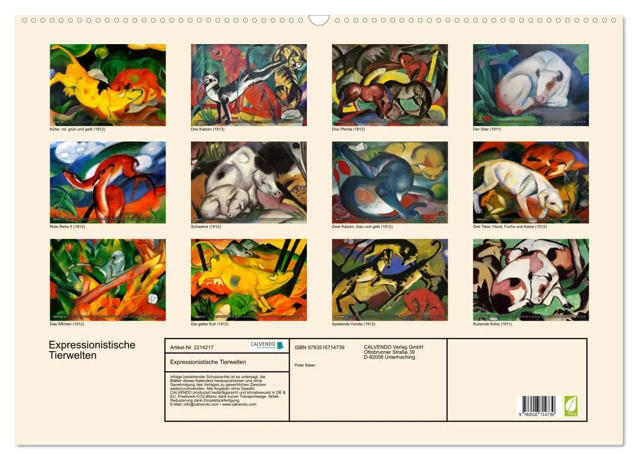 Bild: 9783516714739 | Expressionistische Tierwelten (Wandkalender 2026 DIN A2 quer),...