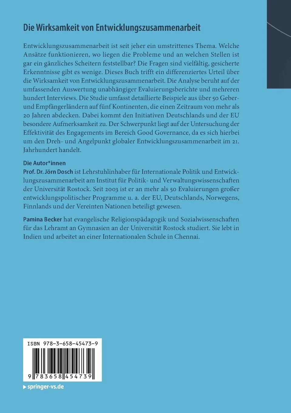 Rückseite: 9783658454739 | Die Wirksamkeit von Entwicklungszusammenarbeit | Jörn Dosch (u. a.)