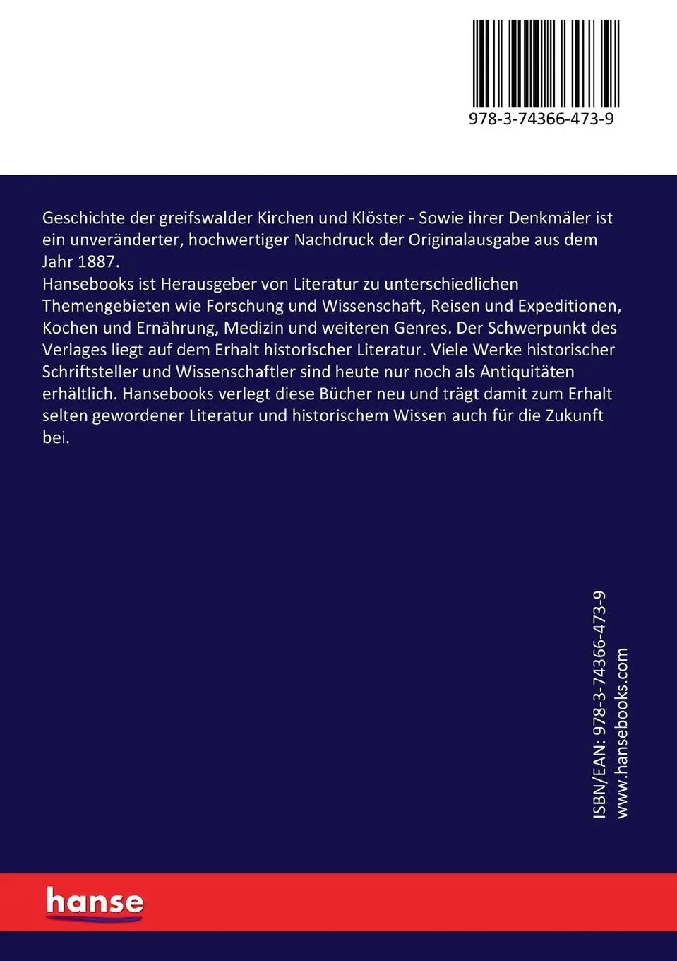 Rückseite: 9783743664739 | Geschichte der greifswalder Kirchen und Klöster | Theodor Pyl | Buch