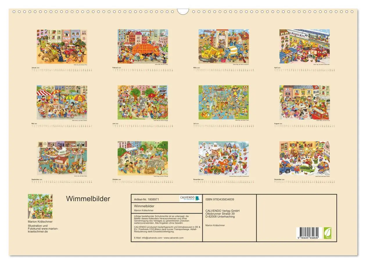 Bild: 9783435834839 | Wimmelbilder (Wandkalender 2025 DIN A2 quer), CALVENDO Monatskalender