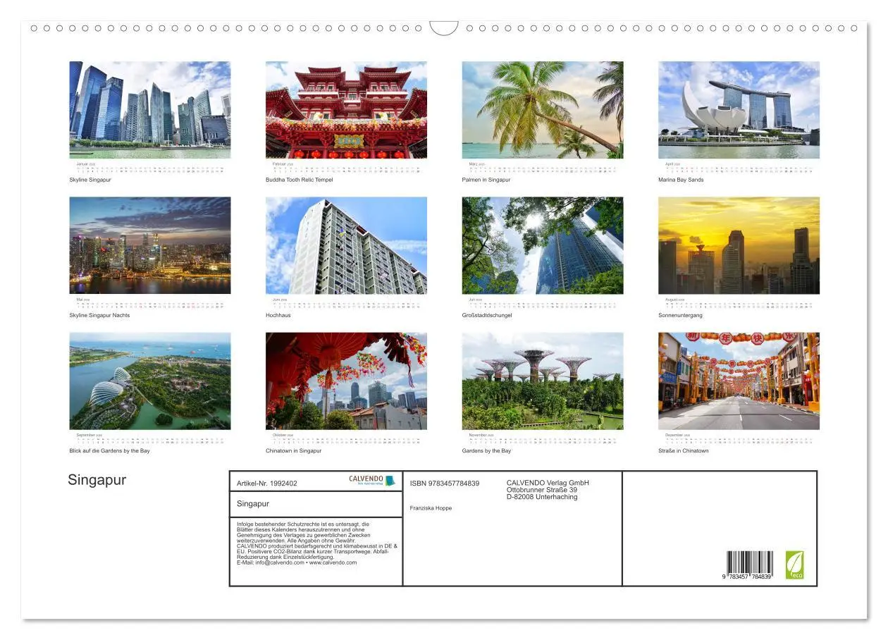 Bild: 9783457784839 | Singapur (Wandkalender 2026 DIN A2 quer), CALVENDO Monatskalender
