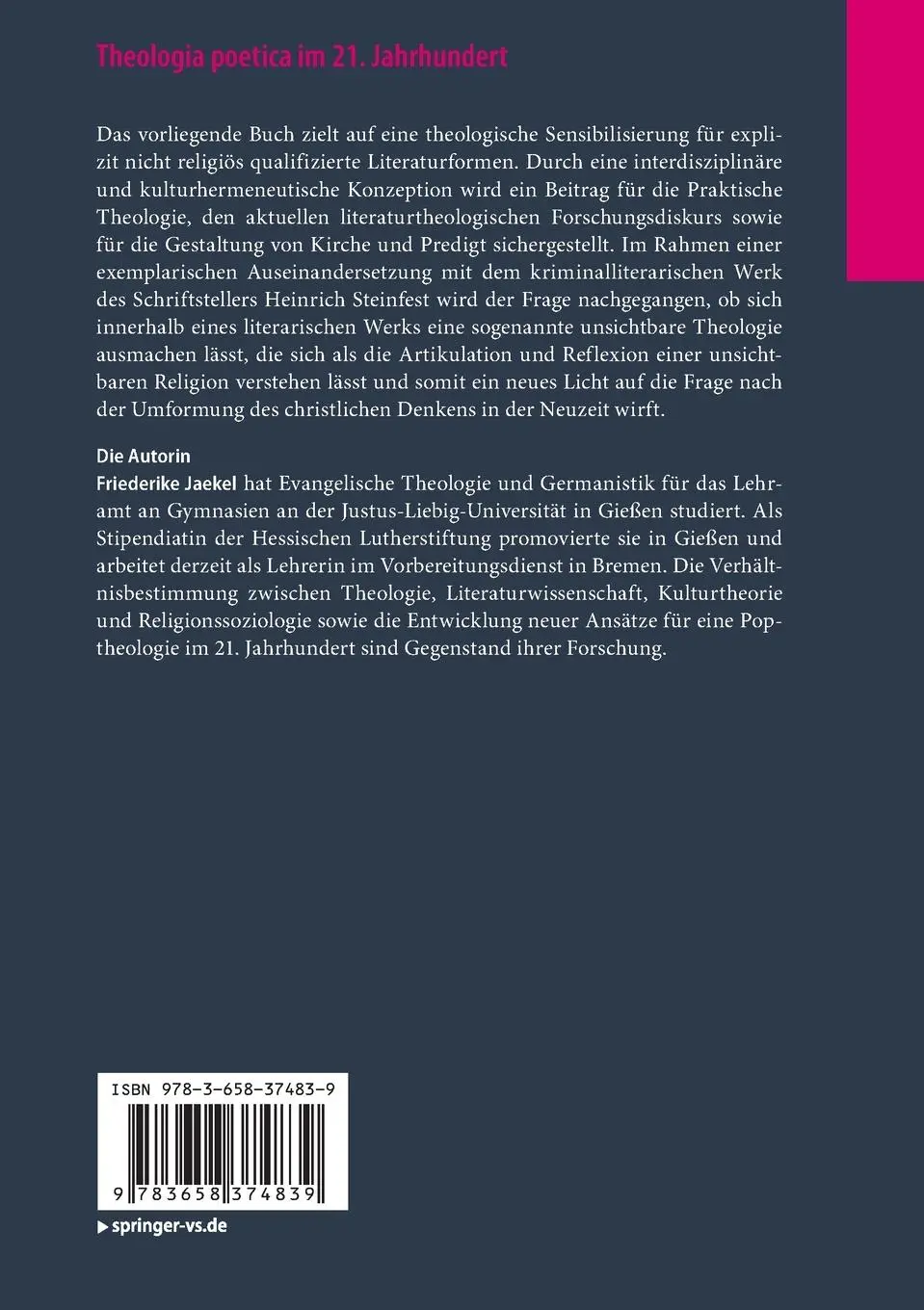 Rückseite: 9783658374839 | Theologia poetica im 21. Jahrhundert | Friederike Jaekel | Taschenbuch