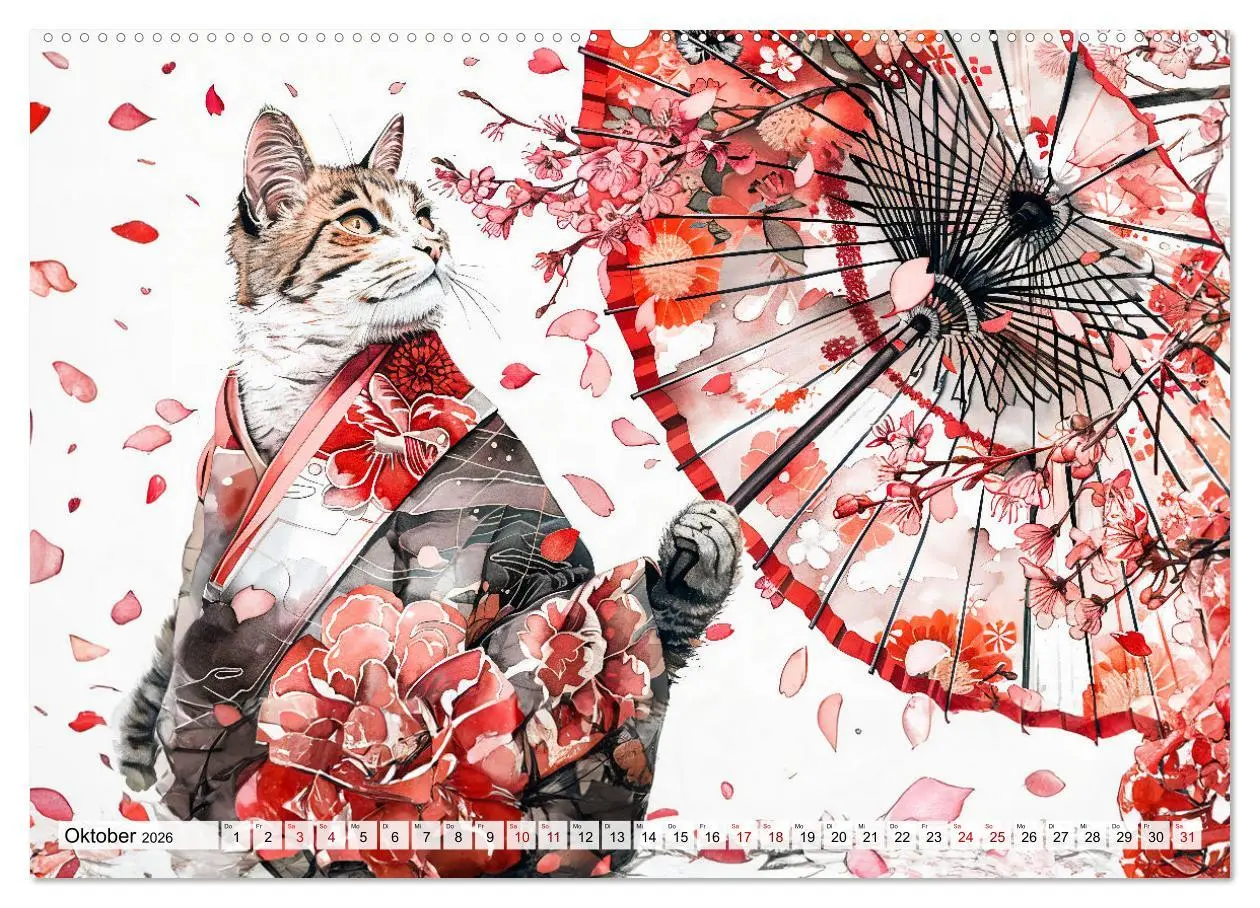 Bild: 9783457394939 | Geisha-Katzen - Mit Blüten, Schirm und Bambus im Japanstil...