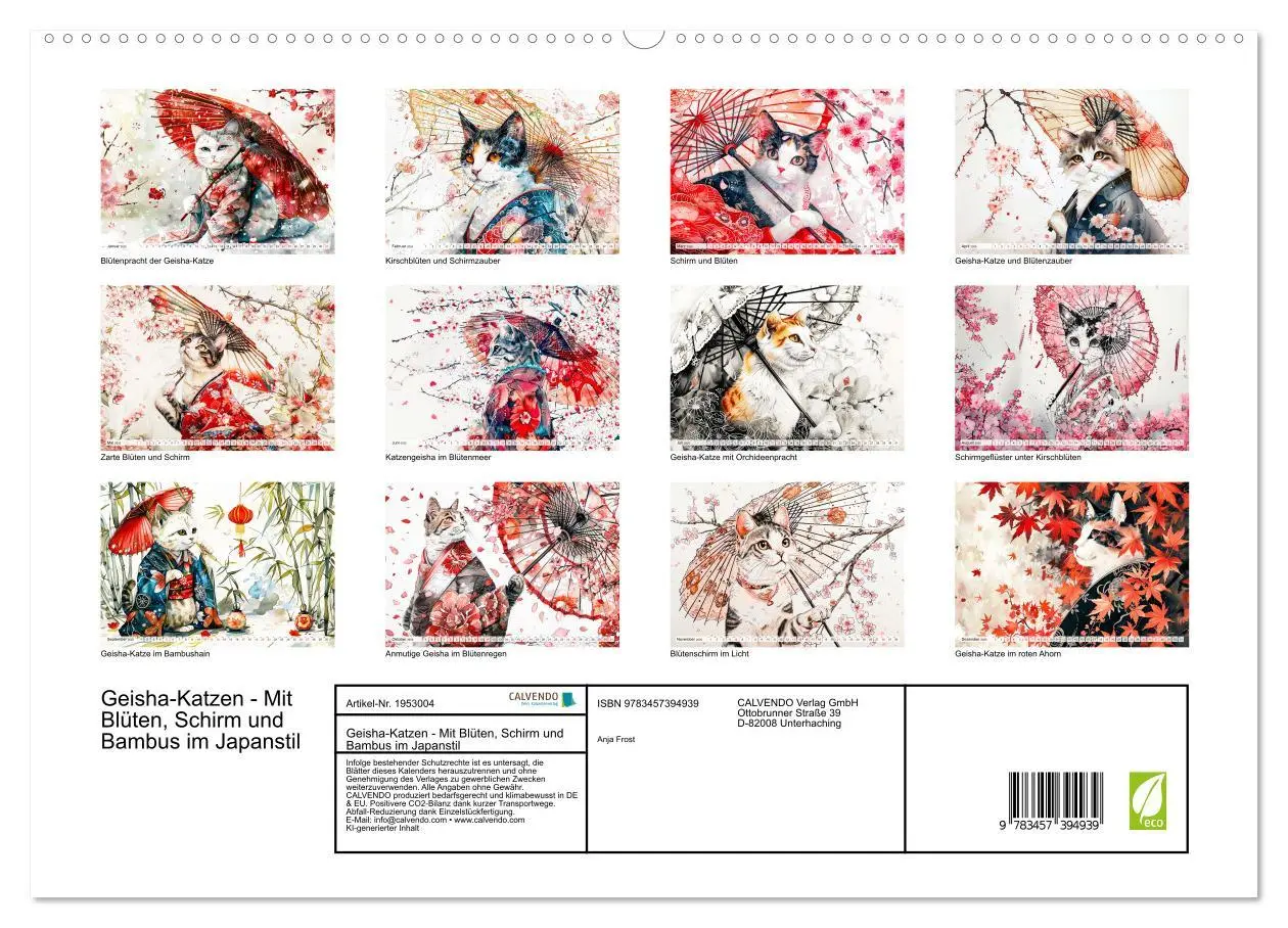 Bild: 9783457394939 | Geisha-Katzen - Mit Blüten, Schirm und Bambus im Japanstil...