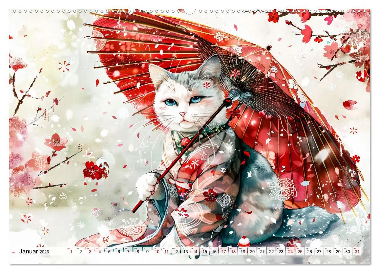 Bild: 9783457394939 | Geisha-Katzen - Mit Blüten, Schirm und Bambus im Japanstil...