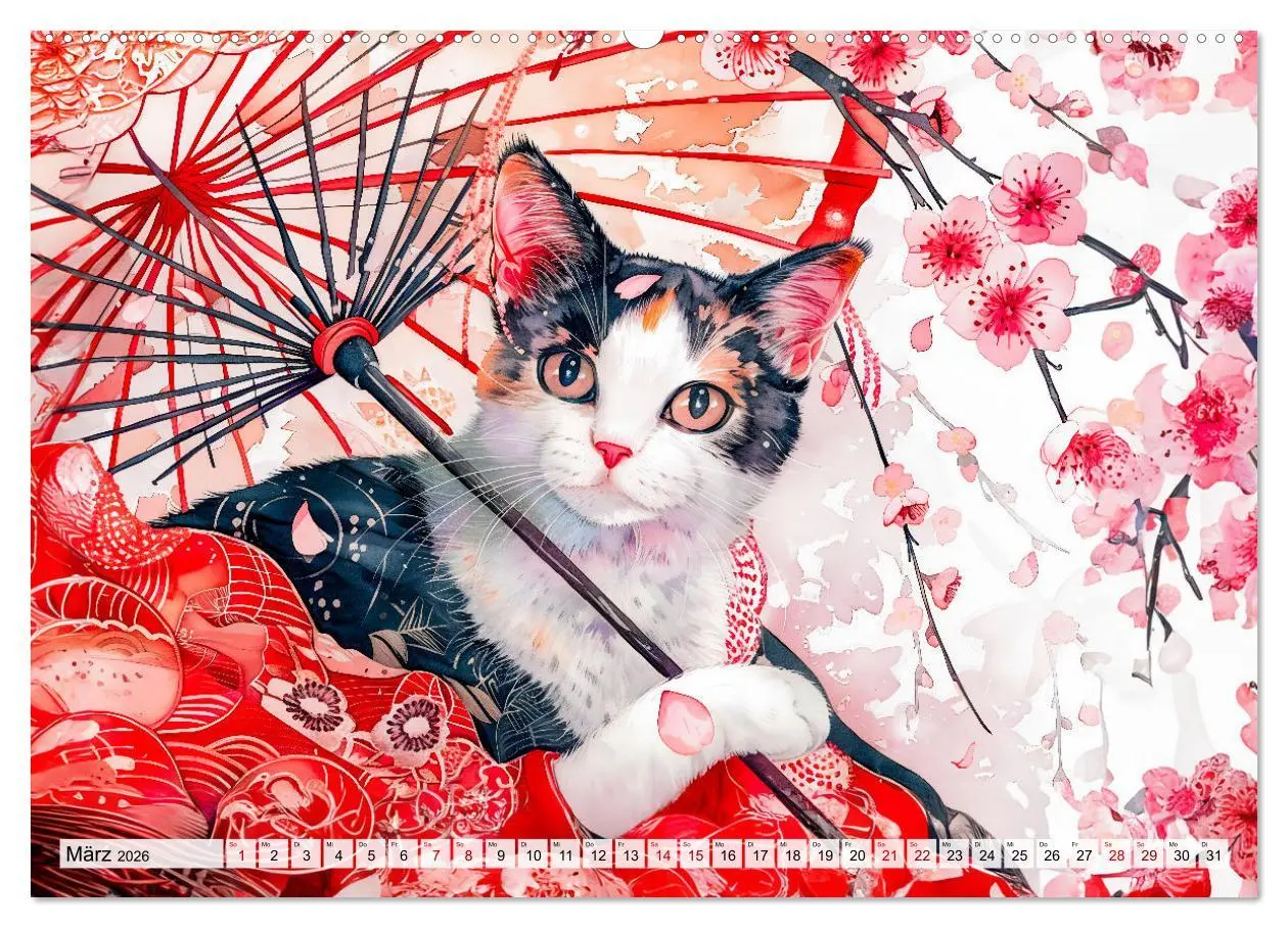 Bild: 9783457394939 | Geisha-Katzen - Mit Blüten, Schirm und Bambus im Japanstil...