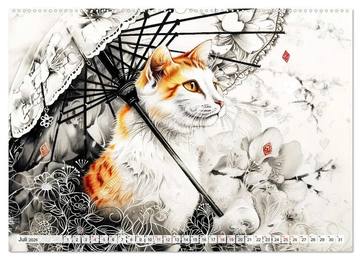 Bild: 9783457394939 | Geisha-Katzen - Mit Blüten, Schirm und Bambus im Japanstil...