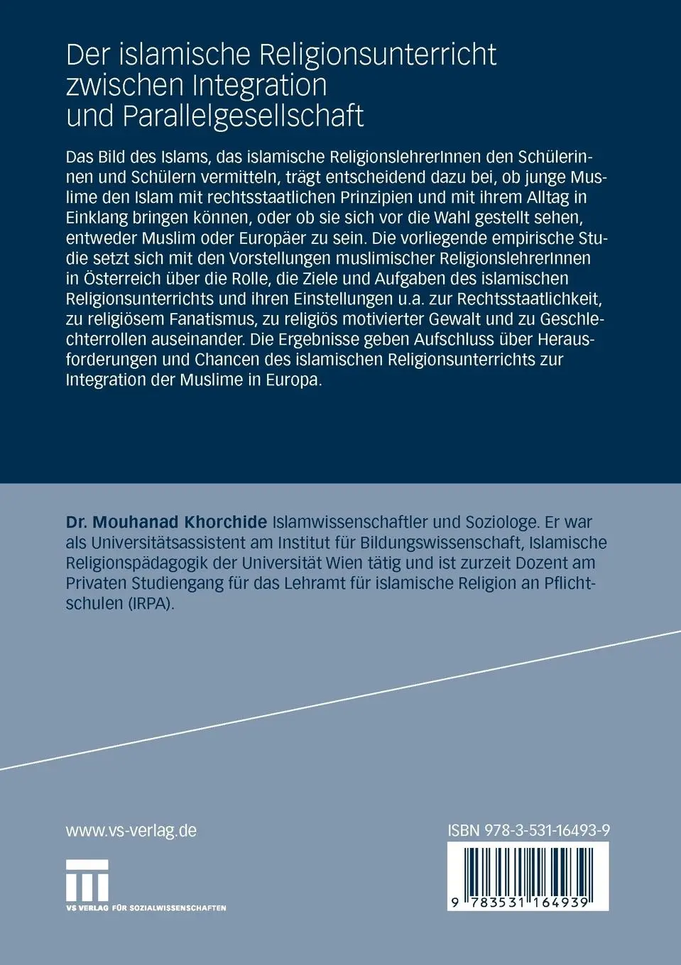 Rückseite: 9783531164939 | Der islamische Religionsunterricht zwischen Integration und...