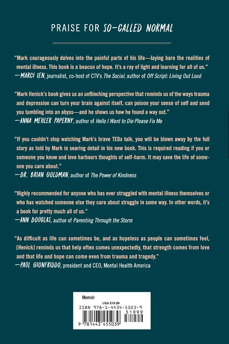 Rückseite: 9781443455039 | So-Called Normal | Mark Henick | Taschenbuch | Englisch | 2023