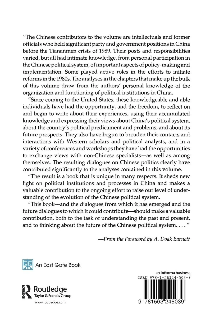 Rückseite: 9781563245039 | Decision-making in Deng's China | Perspectives from Insiders | Buch