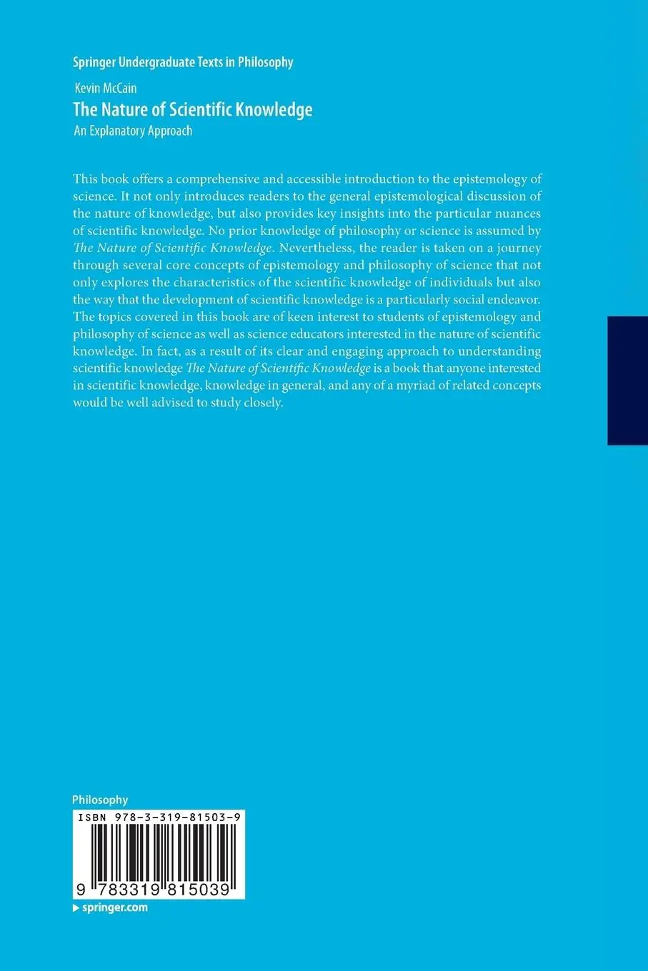 Rückseite: 9783319815039 | The Nature of Scientific Knowledge | An Explanatory Approach | McCain