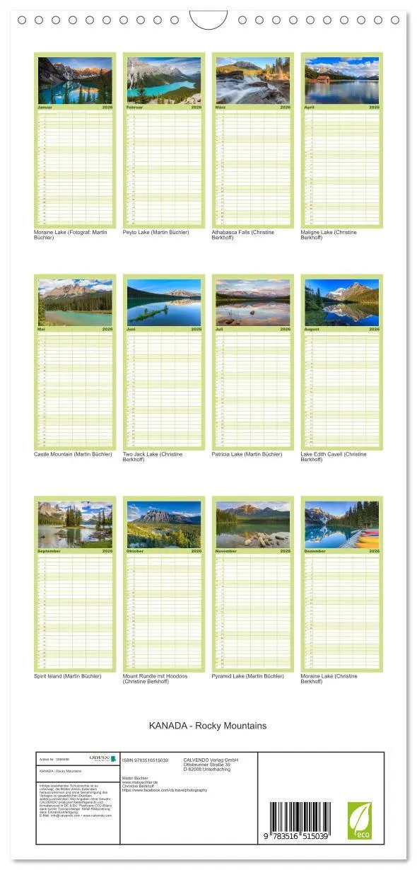 Bild: 9783516515039 | Familienplaner 2026 - KANADA - Rocky Mountains mit 5 Spalten...