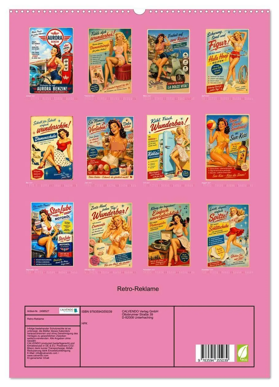 Bild: 9783594355039 | Retro-Reklame (hochwertiger Premium Wandkalender 2027 DIN A2 hoch),...