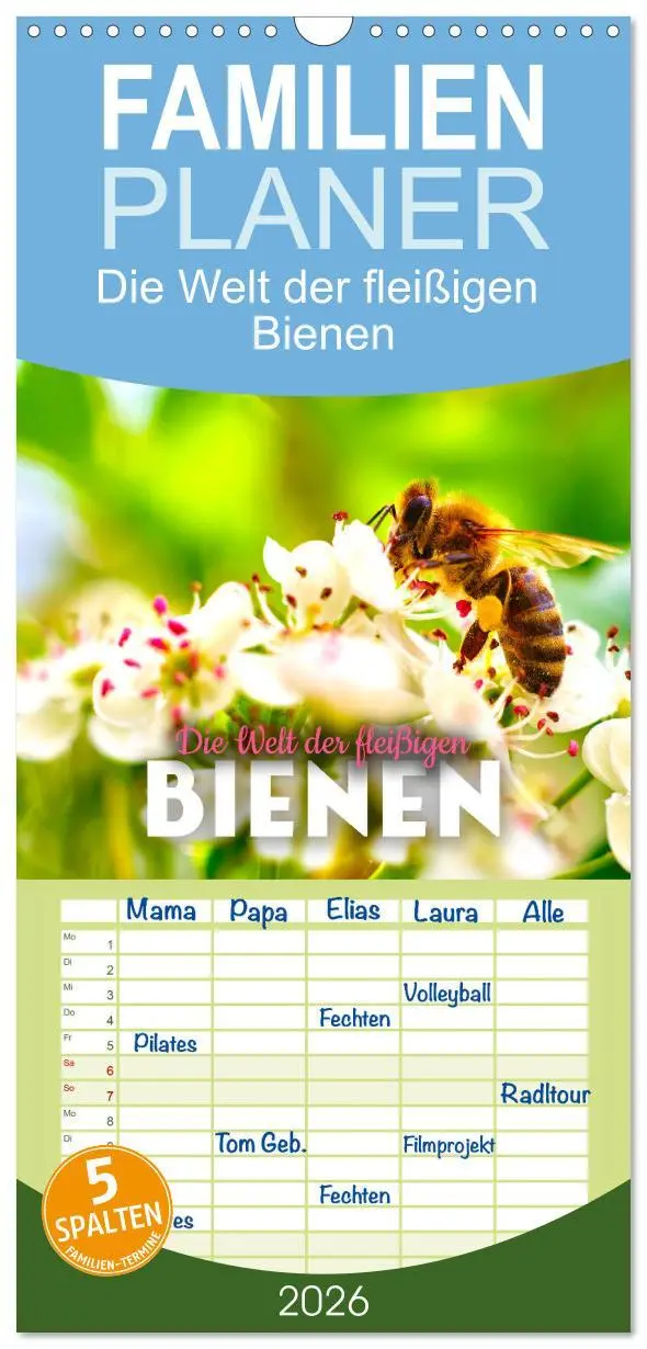 Cover: 9783516505139 | Familienplaner 2026 - Die Welt der fleißigen Bienen mit 5 Spalten...
