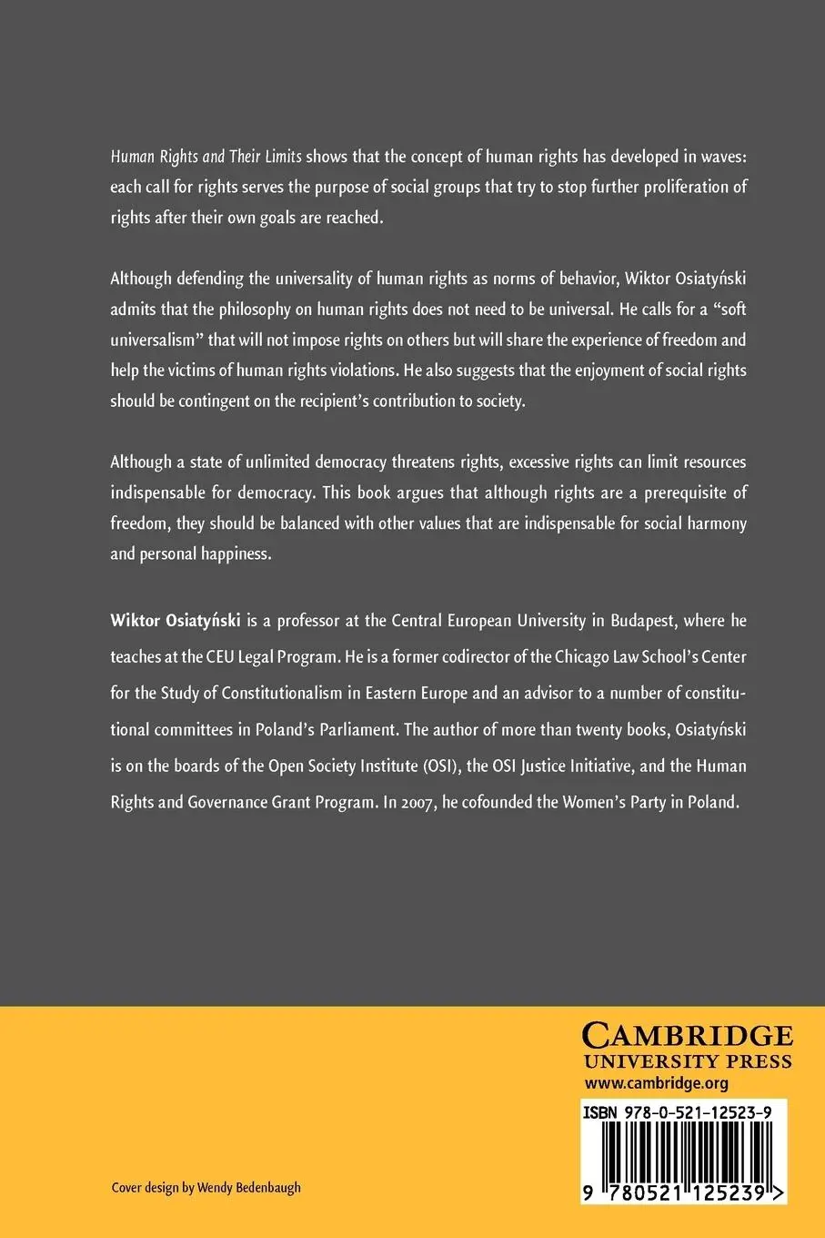 Rückseite: 9780521125239 | Human Rights and Their Limits | Wiktor Osiatynski | Taschenbuch | 2010