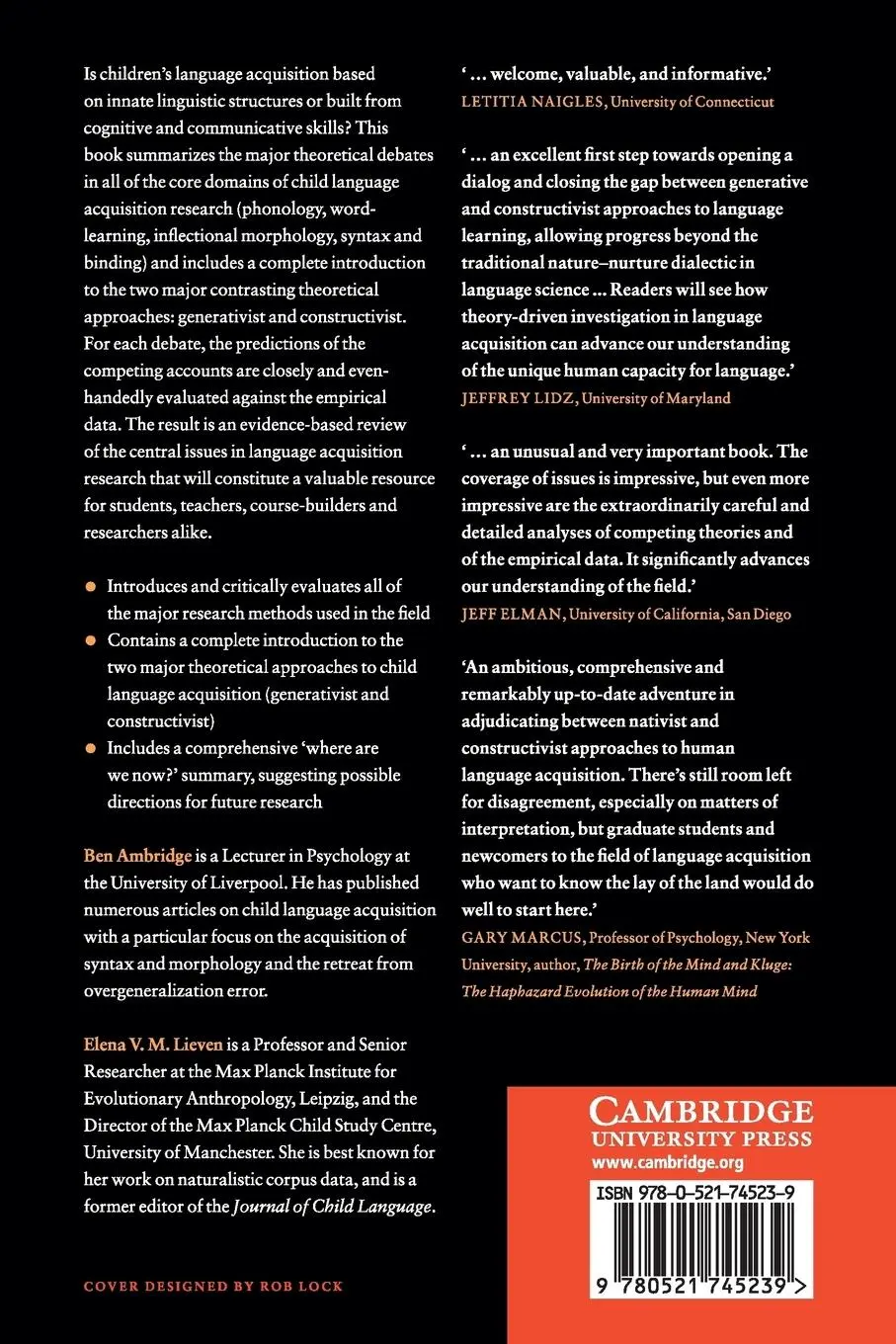 Rückseite: 9780521745239 | Child Language Acquisition | Ben Ambridge (u. a.) | Taschenbuch | 2015