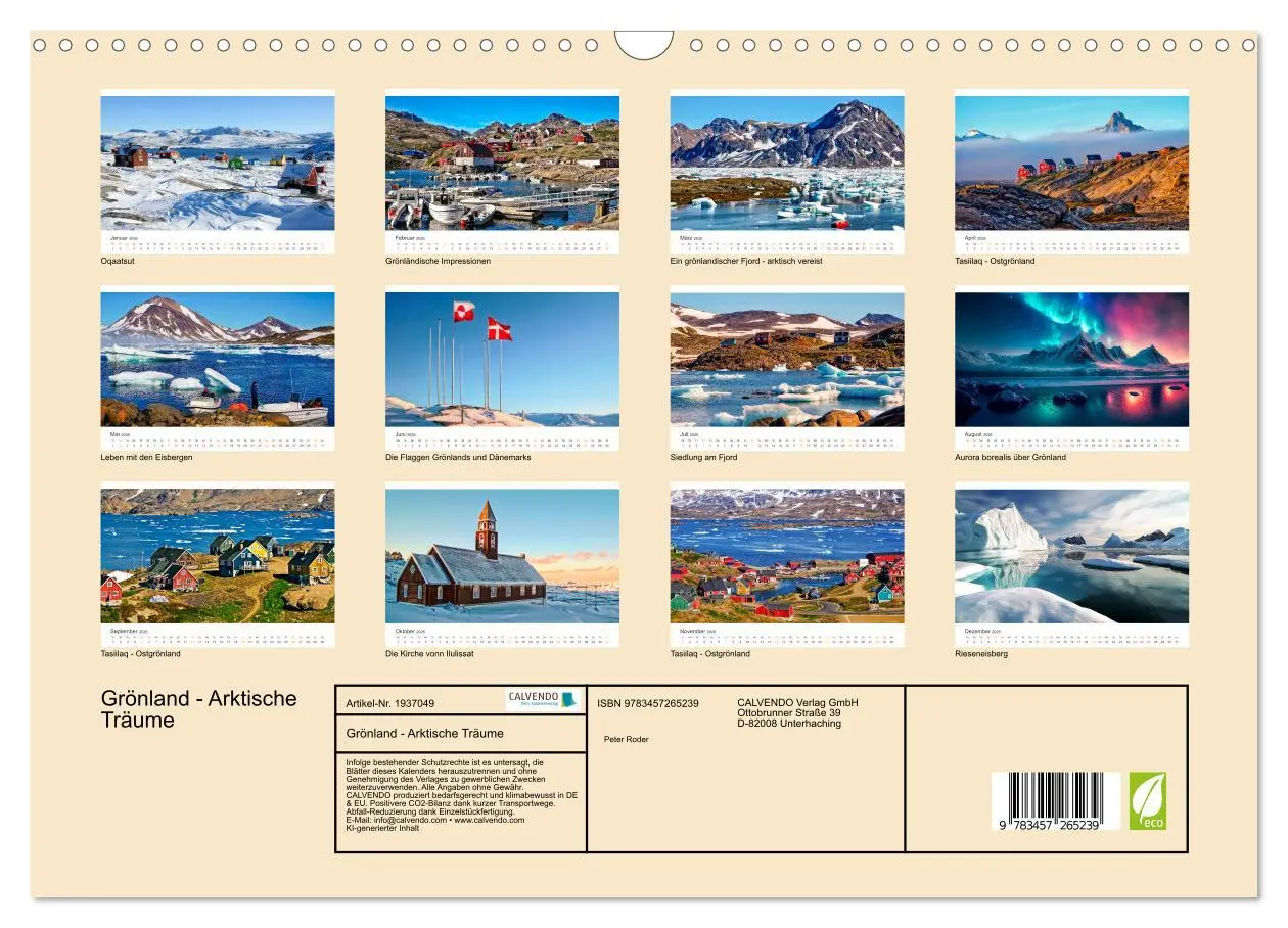 Bild: 9783457265239 | Grönland - Arktische Träume (Wandkalender 2026 DIN A3 quer),...