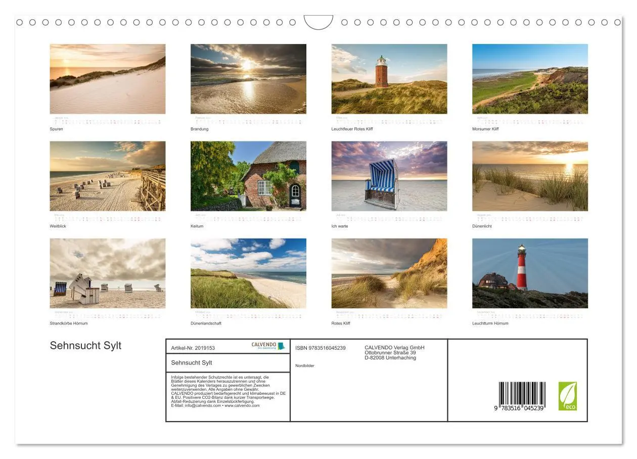 Bild: 9783516045239 | Sehnsucht Sylt (Wandkalender 2026 DIN A3 quer), CALVENDO...