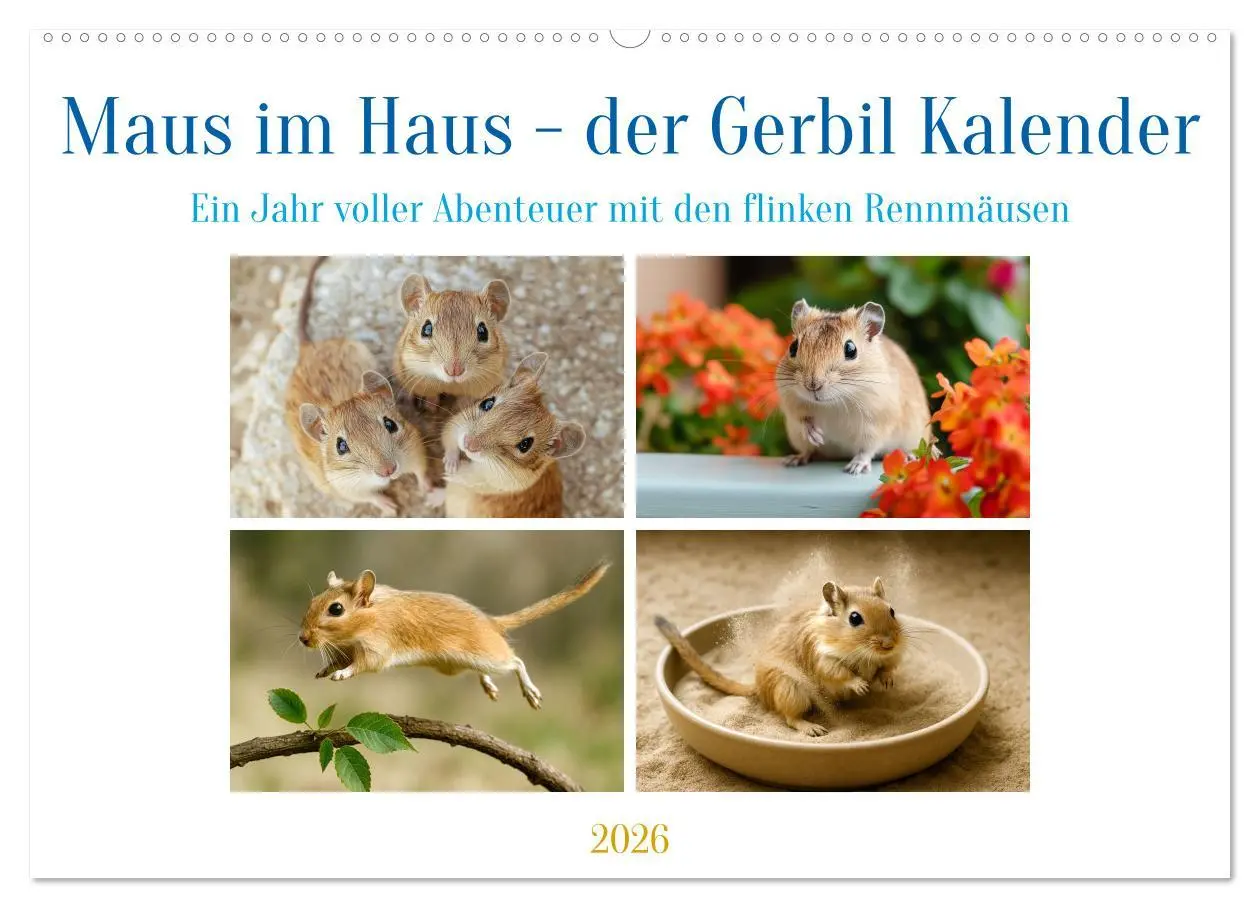 Cover: 9783516595239 | Maus im Haus - der Gerbil Kalender (Wandkalender 2026 DIN A2 quer),...