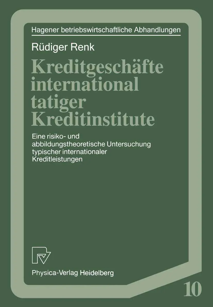 Cover: 9783790805239 | Kreditgeschäfte international tätiger Kreditinstitute | Rüdiger Renk