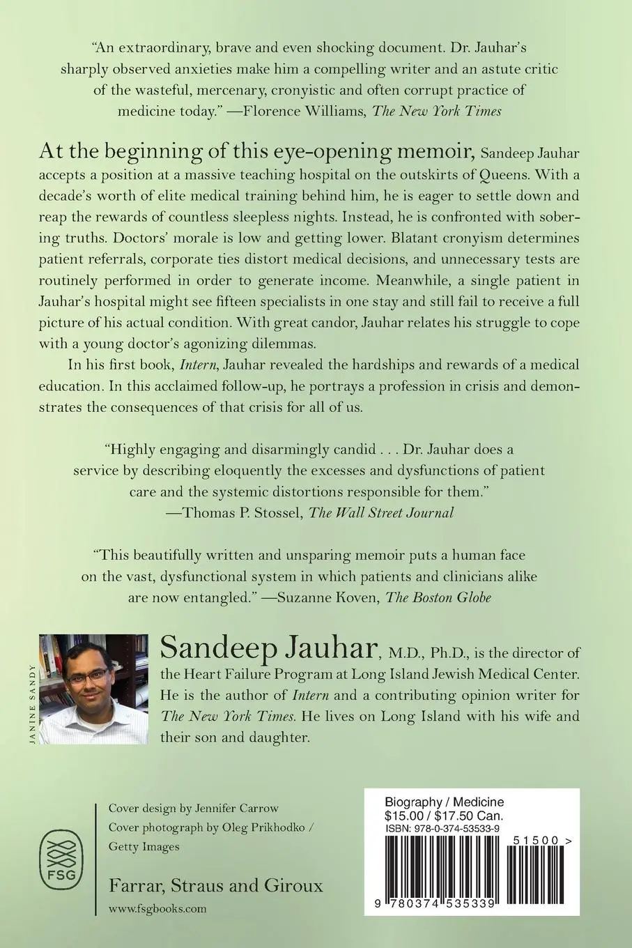 Rückseite: 9780374535339 | Doctored: The Disillusionment of an American Physician | Jauhar | Buch