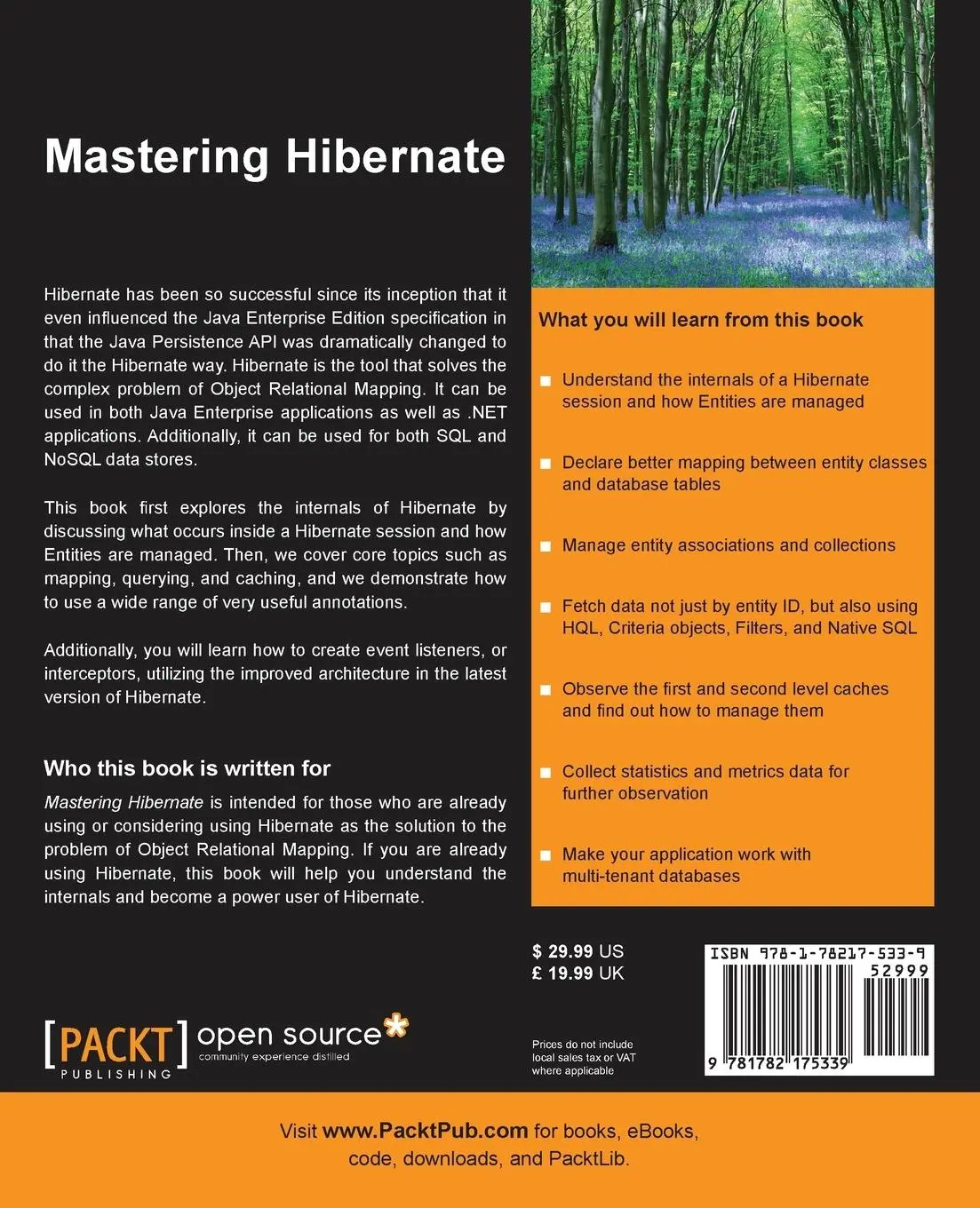 Rückseite: 9781782175339 | Mastering Hibernate | Ramin Rad | Taschenbuch | Englisch | 2016