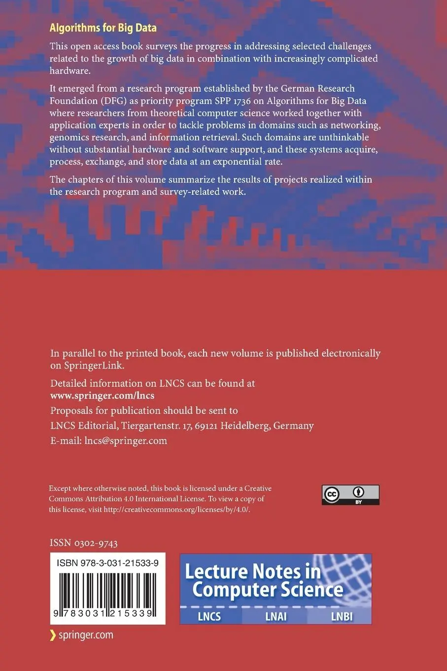 Rückseite: 9783031215339 | Algorithms for Big Data | DFG Priority Program 1736 | Bast (u. a.)